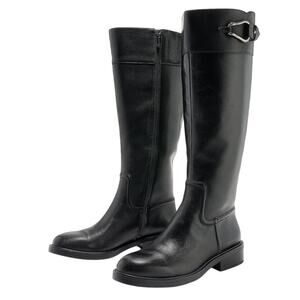 Vince Camuto Womens Andalian Knee High Boots US 6 M Wide Calf Black Leather NIB